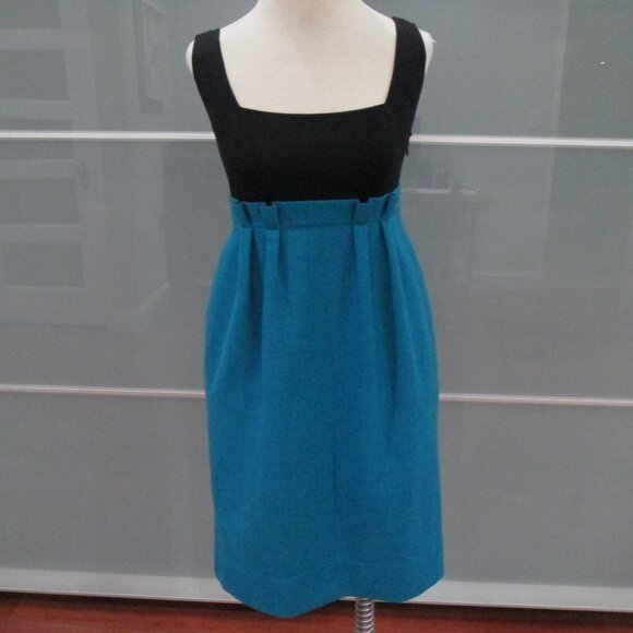 Diane Von Furstenberg "Rosario” Teal Black Empire Waist Dress - Picture 1 of 5